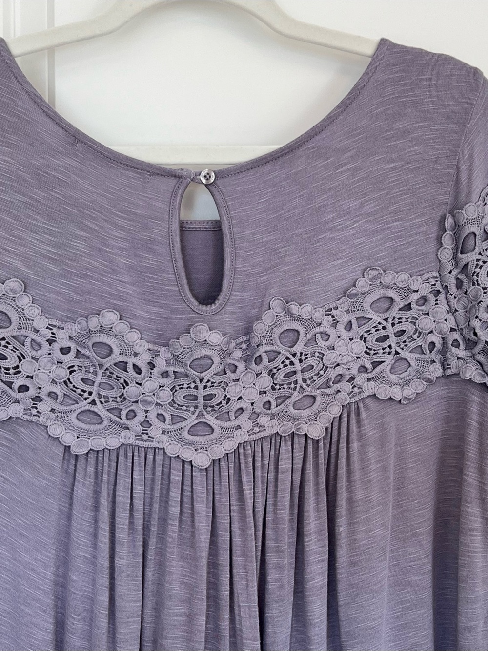 Max Jeans Lavender Lace Yoke Boho Peasant Top Long Sleeve Medium - Picture 3 of 7